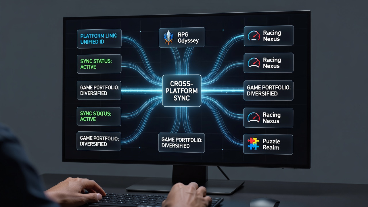 Analytics dashboard showing diversified game selections and synchronized account activity across platforms